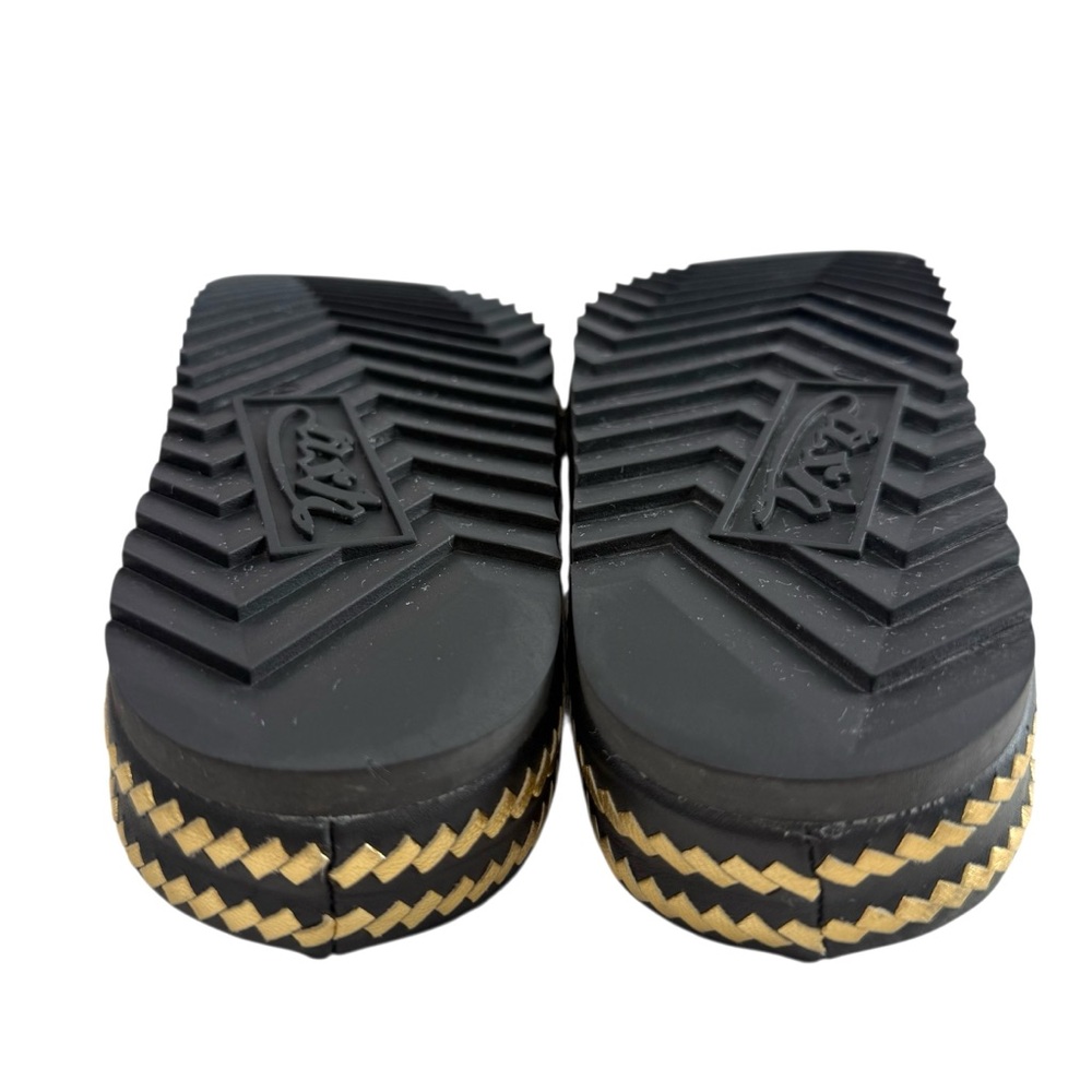 Ash Ulla Black Gold Leather Slide Sandals Size 36/ US 5.5-6 - Picture 11 of 16